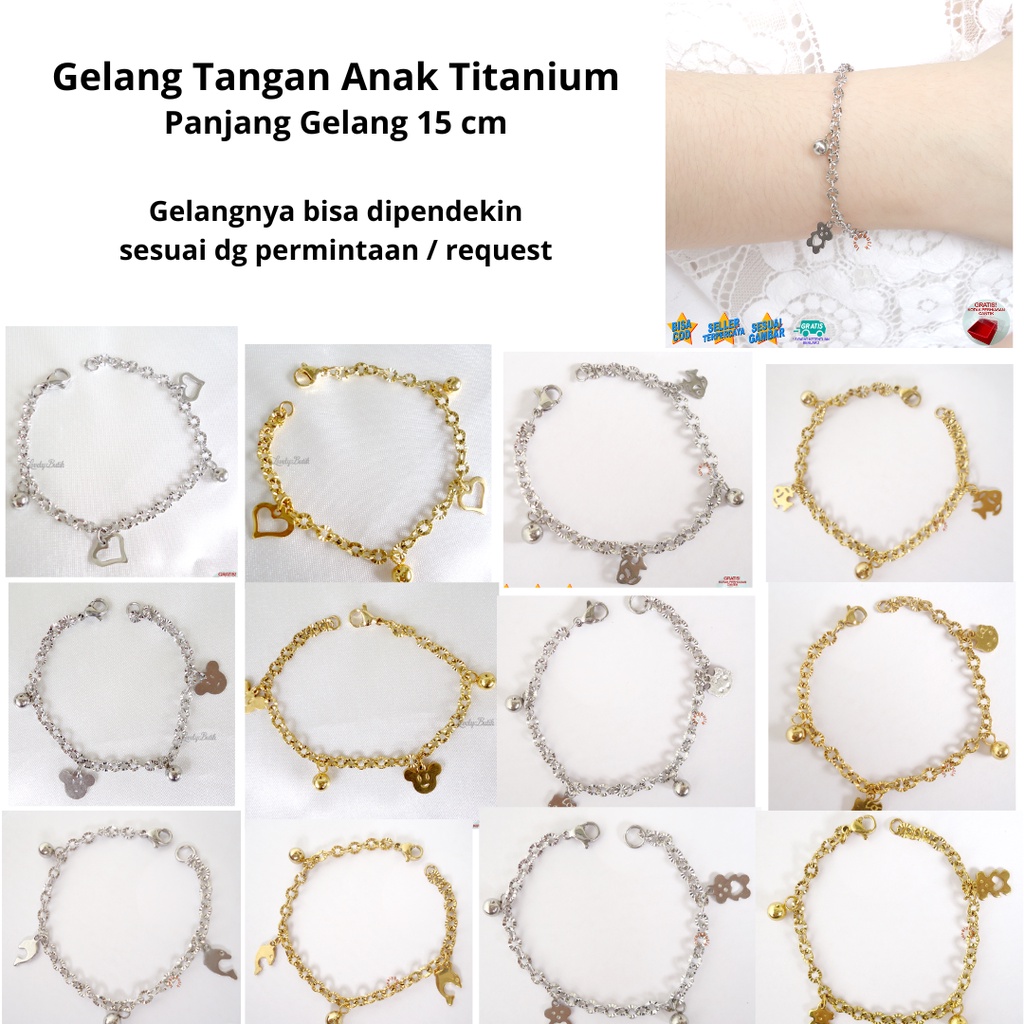 Lovelybutik Gelang Anak Perempuan Titanium Asli Anti Karat Model Terbaru Gelang Tangan Anak Lucu Hadiah Gratis Tempat Perhiasan