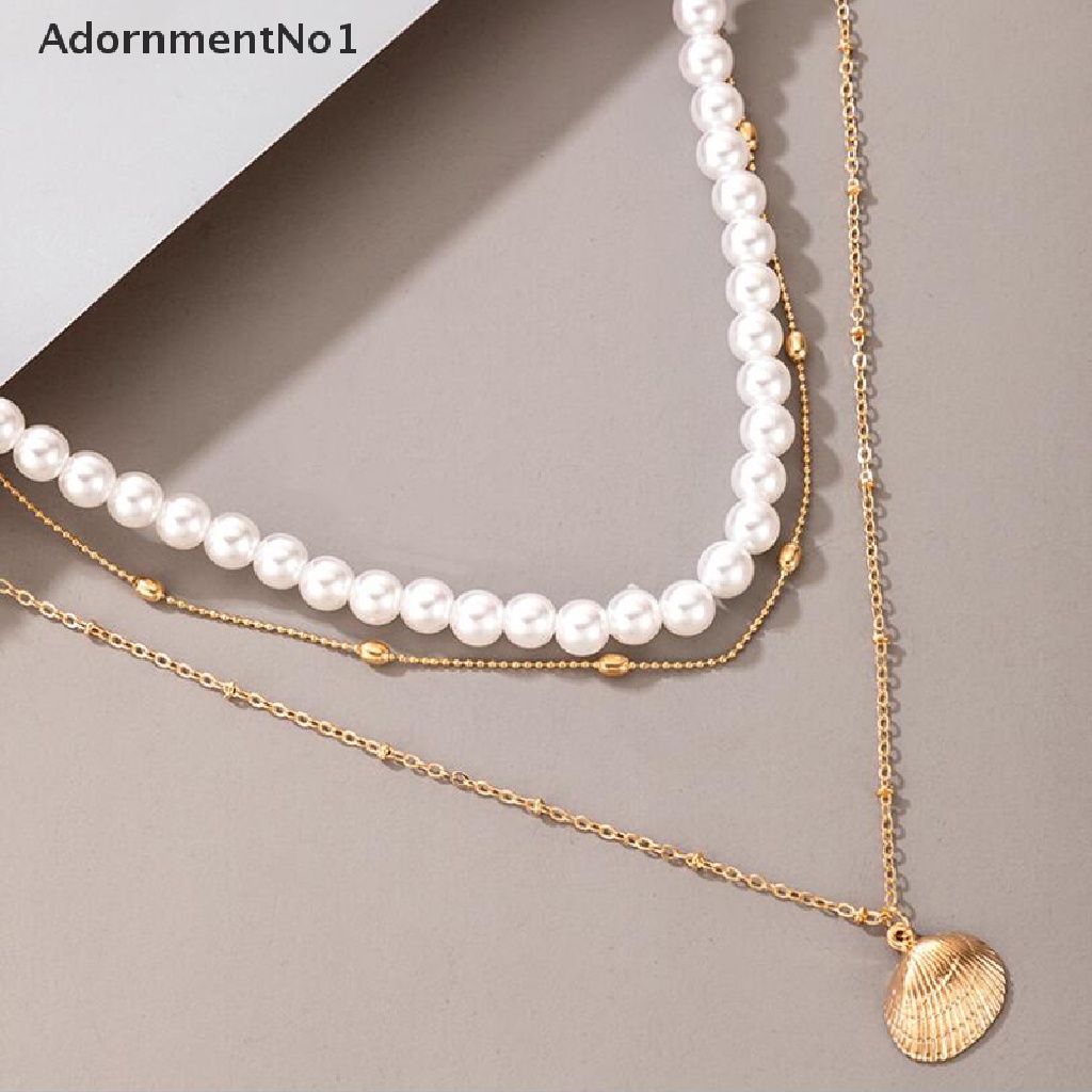 (AdornmentNo1) Kalung Choker Rantai Banyak Lapis Dengan Liontin Kupu-Kupu + Mutiara Imitasi Untuk Wanita