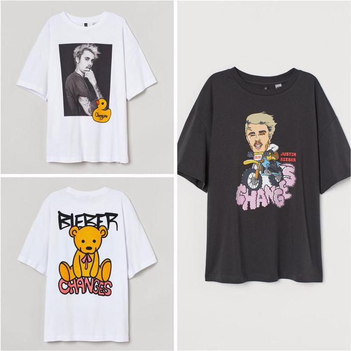 Paling Dicari Kaos Pria Keren✨ T-Shirt / Kaos H&M HM x Justin Bieber - random, XS PROMO