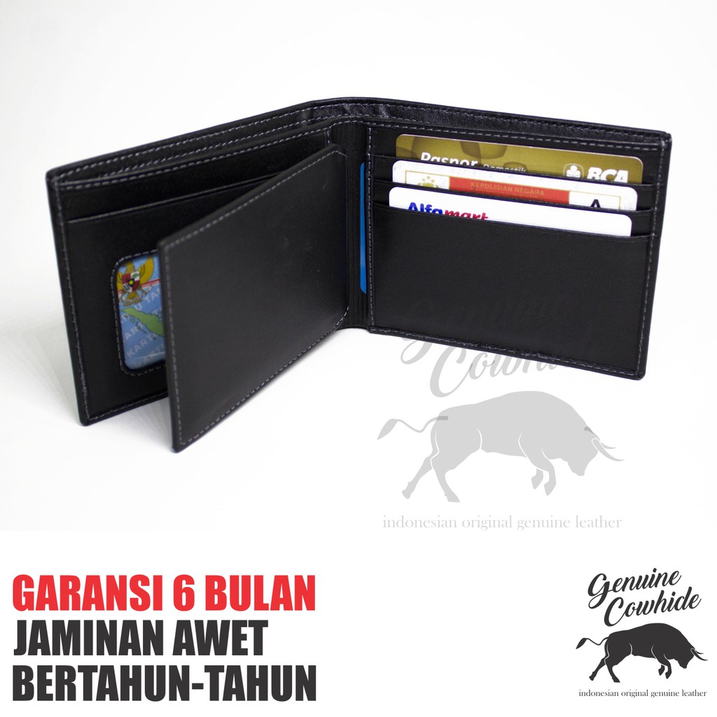 DOMPET KULIT SAPI ASLI RESLETING - BERGARANSI 6 BULAN - GENUINE COWHIDE