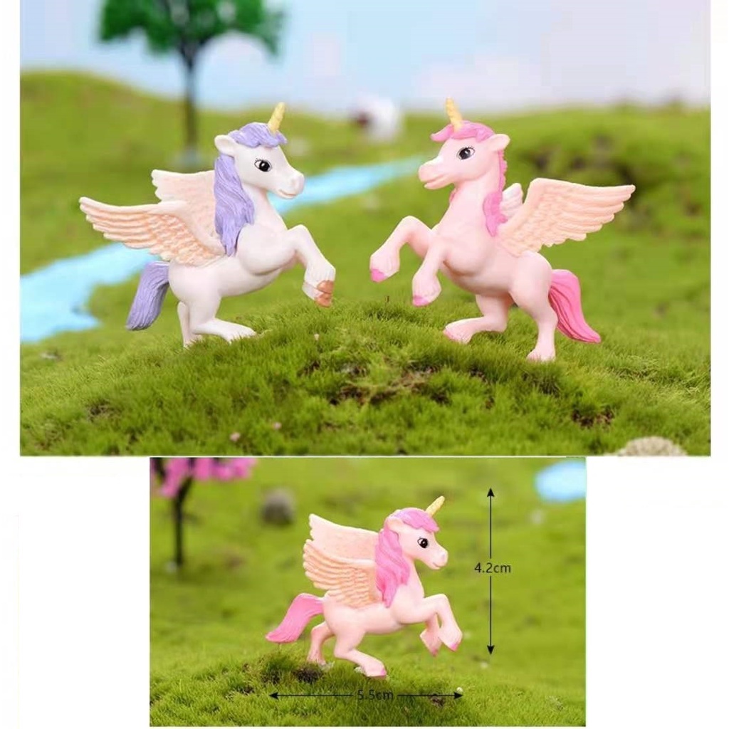 Cake Topper Figure Hiasan Kue Karakter Type Unicorn Bersayap /Pcs