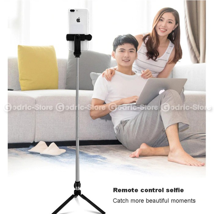 XT10S Bluetooth 3 in 1 Tongsis / Tripod / Stand Holder HP Selfie + Lampu