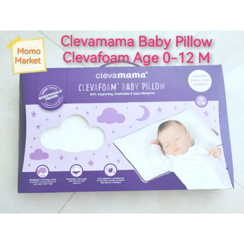 PRELOVED Clevamama Baby Pillow Clevafoam Age 0-12 M + 2 Pcs Pillow Case