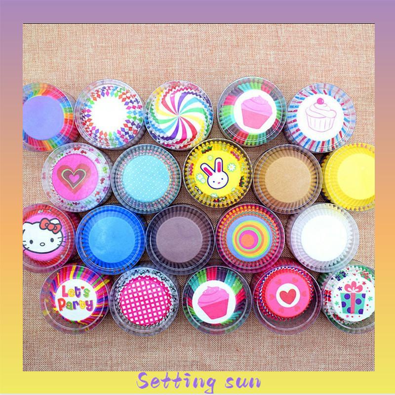 100 Buah/Bungkus Kue Muffin Cupcake Kertas Cangkir Kue Kotak Cupcake Liner Dapur Baking Aksesoris Kue Mo TN