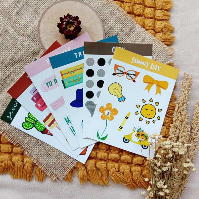 

STICKER SHEET GLOSSY UKURAN 9X13 CM UNTUK JOURNALING PLANNER DAN NOTES