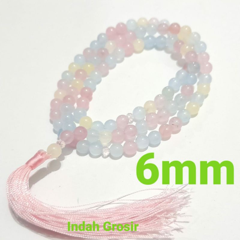 Kalung Tasbih Batu Morganet Natural 6mm 99butir Original