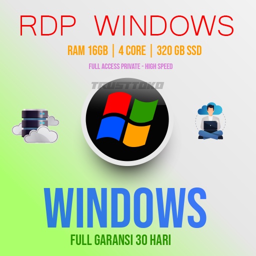 RDP WINDOWS RAM 16GB 8CPU CORE FULL ADMINISTRATOR, FULL GARANSI 30 HARI