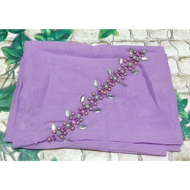 SEGIEMPAT PAYET BANDO BELLA/HIJAB BANDO MUTIARA/KERUDUNG PAYET BELLA SQUERE-Baby lilac