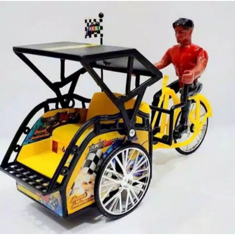MAINAN BECAK INDONESIA BATRE(MUSIK+LAMPU+LAGU)MAINAN ANAK