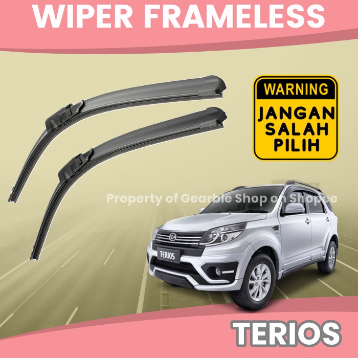 WIPER MOBIL TERIOS WIPER DEPAN TERIOS KARET WIPER KACA MOBIL FRAMELESS TERIOS SEPASANG SATU 1 SET