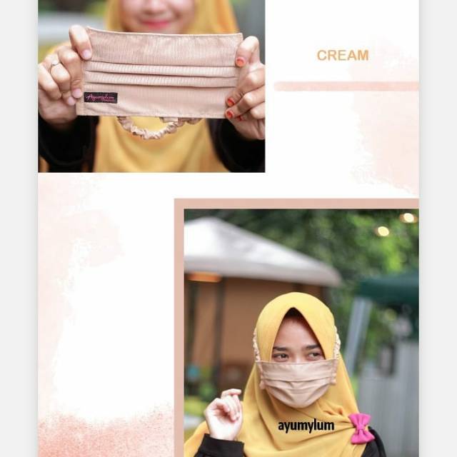 Masker Hijab Tali Karet Serut Polos Poldakot Dan Motif Shopee Indonesia