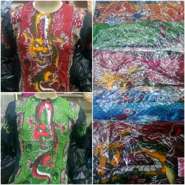 TerBaru Baju Bali Motif Dragon Lengan Pendek Ukuran Dewasa