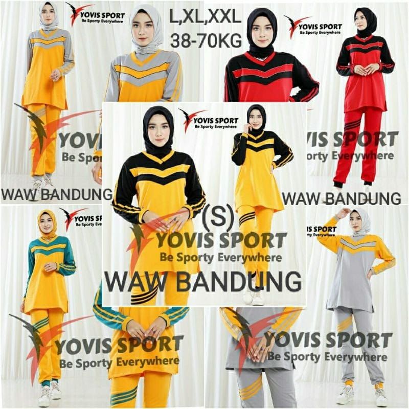 (Siap kirim)Setelan Olahraga Muslim JoGer  Wanita Lengan Panjang Wanita Muslimah'Setelan Senam Wanit