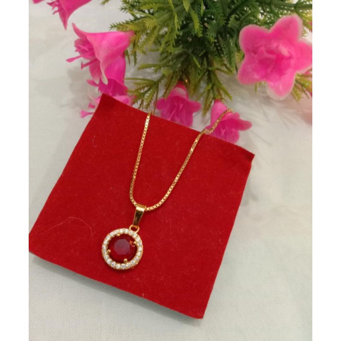 kalung xuping lapis emas, kalung liontin permata