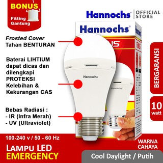 Jual Hannochs Lampu Emergency Led AC/DC Genius 10 watt cahaya Putih