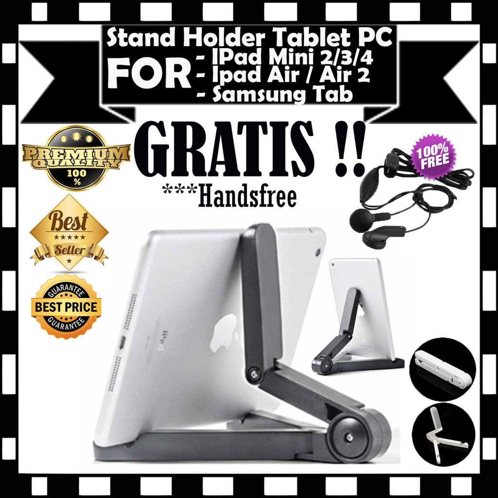 Portable Fold-Up Stand For Tablet PC [4-11 Inch] - GRATIS Handsfree