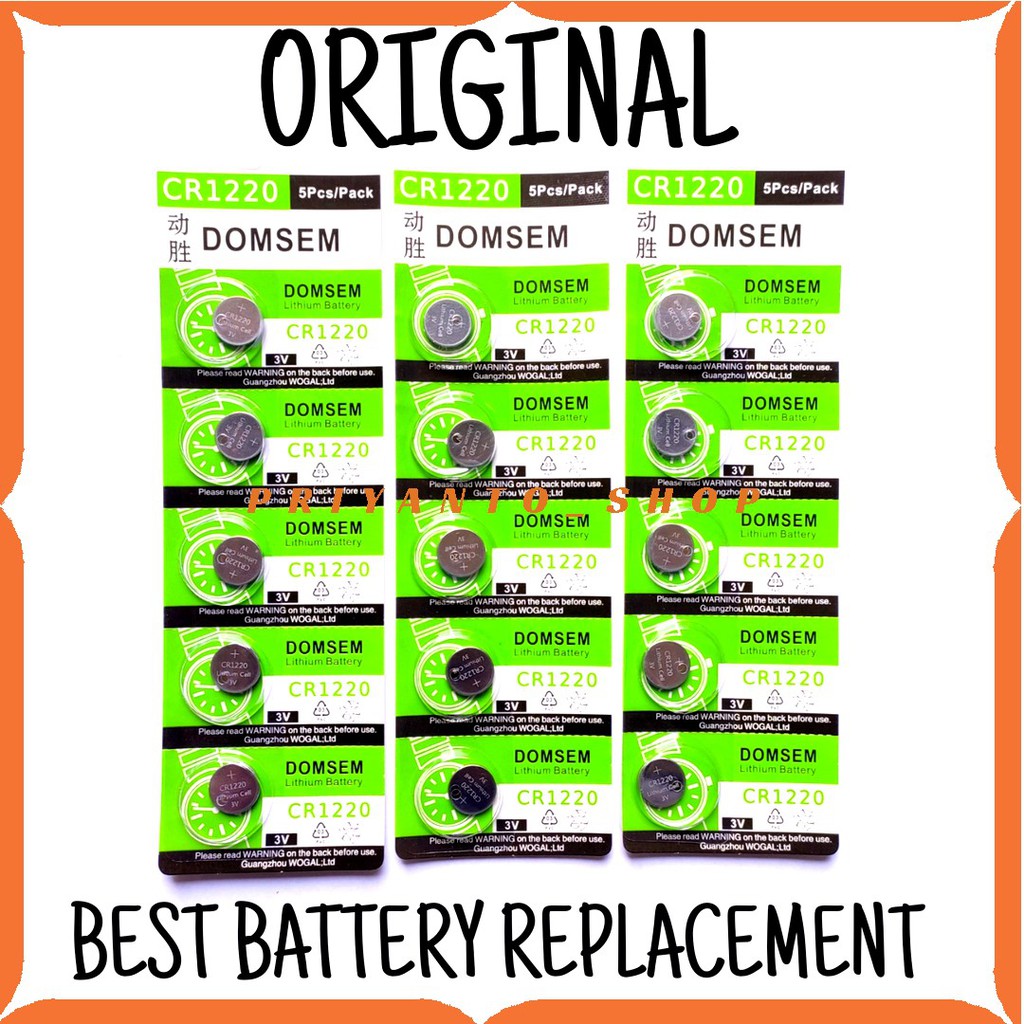 Original battery batrei CR 1220 CR-1220 CR1220 3V Terbaik 1pcs