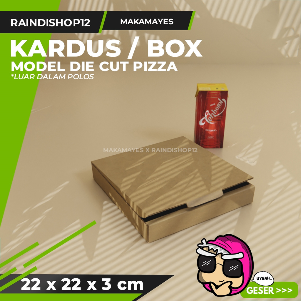 

(MIN 5 PCS) BOX 22 X 22 X 3 CM KARDUS DIE CUT PIZZA KEMASAN PACKAGING KADO