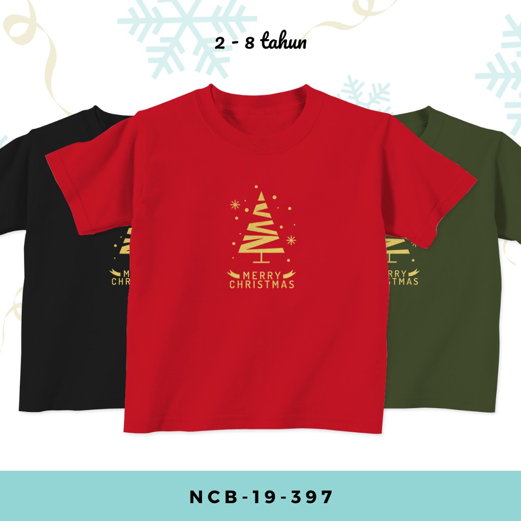  Baju  Kaos  Anak  Cowok dan Cewek Unisex edisi Natal  Hijau 