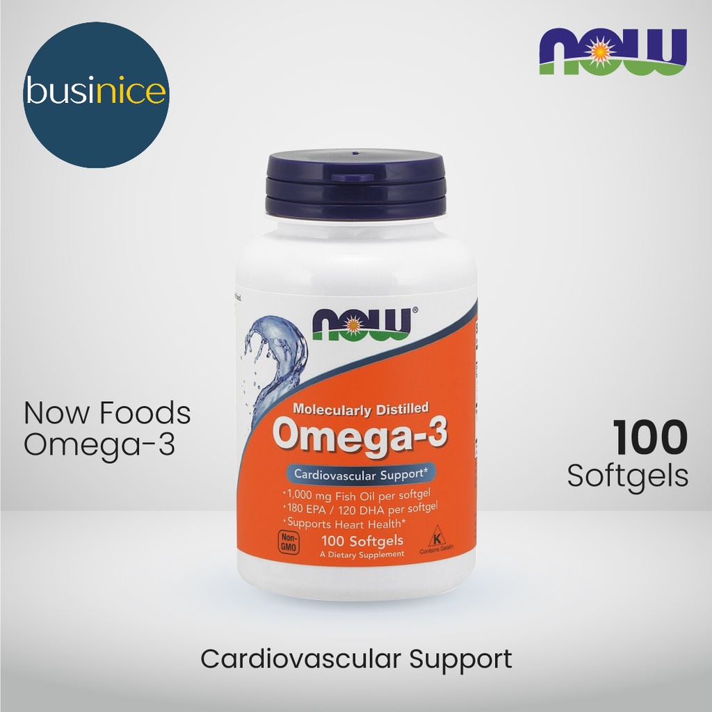 NOW Omega 3 1000mg Fish Oil Minyak Ikan Vitamin Otak Jantung