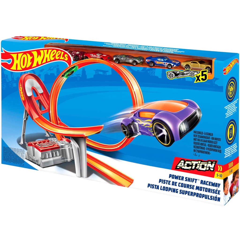 Diecast Hot Wheels POWER SHIFT RACEWAY HW Track Builder Hotwheels Mobil Mainan Anak