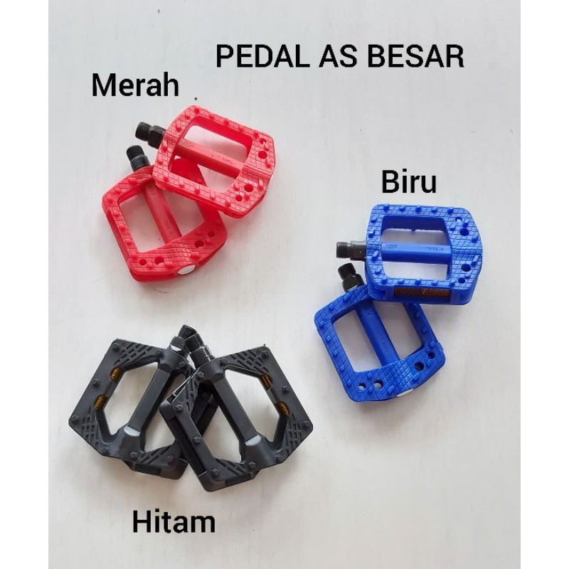 PEDAL ENGKOLAN SEPEDA MTB SELI AS BESAR UKURAN BAN 20,24,26,27,28 WARNA MERAH BIRU HITAM TURANZA