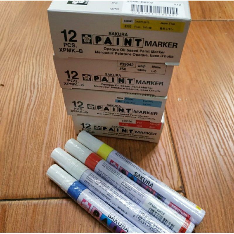 Spidol Permanen warna kuning Penanda Besi dan Karet Sakura paint marker Model kocok