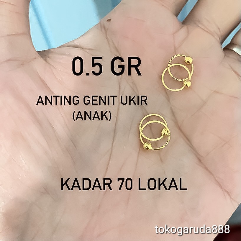 anting bulat merica anak dan dewasa emas asli kadar 700 70% 16k 22 gold anak dewasa gipsy gipsi giwang hoops bayi