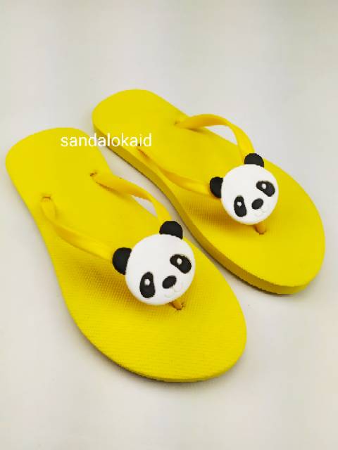 Sandal Jepit Kartun Panda | Sendal Wanita Cantik Spon Jepit Cartoon Lucu