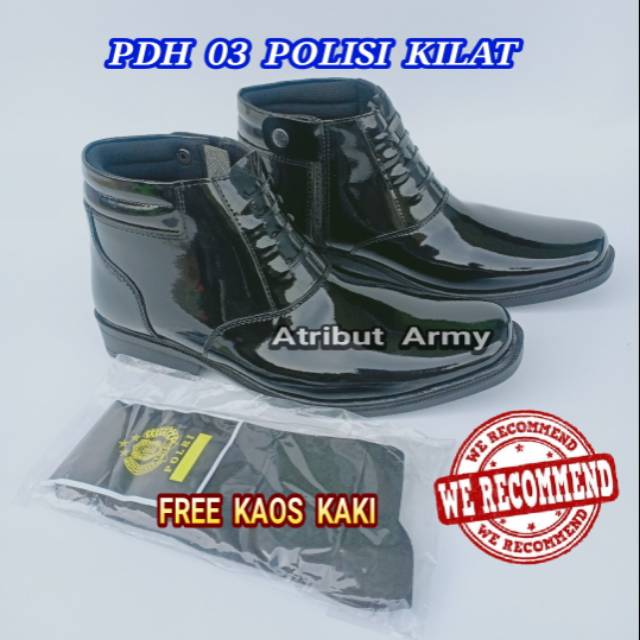 [FreeKaosKaki[ Sepatu PDH 03 Polisi Polri Satpam Security Glossi Sepatu Kerja Dinas Kantor PNS Guru