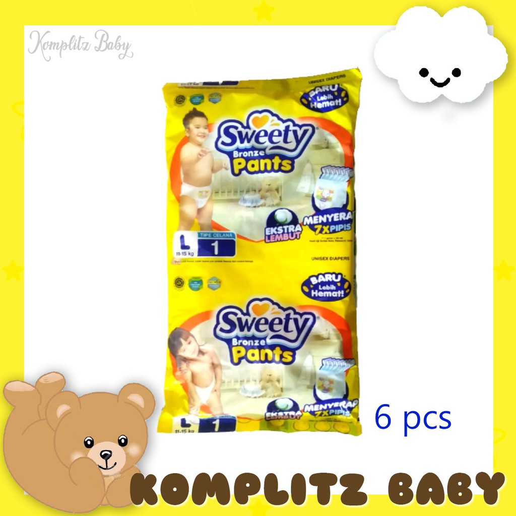 Diapers Sweety Bronze Pants M 1 / L 1 / XL 1 / Renceng 6pcs