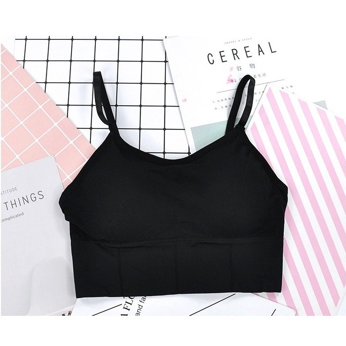 DODORY BRA503 Pakaian Dalam Wanita Bra Tanpa Kawat Sport Bra Gym Push Up Bra Wanita BH Olahraga-Hitam