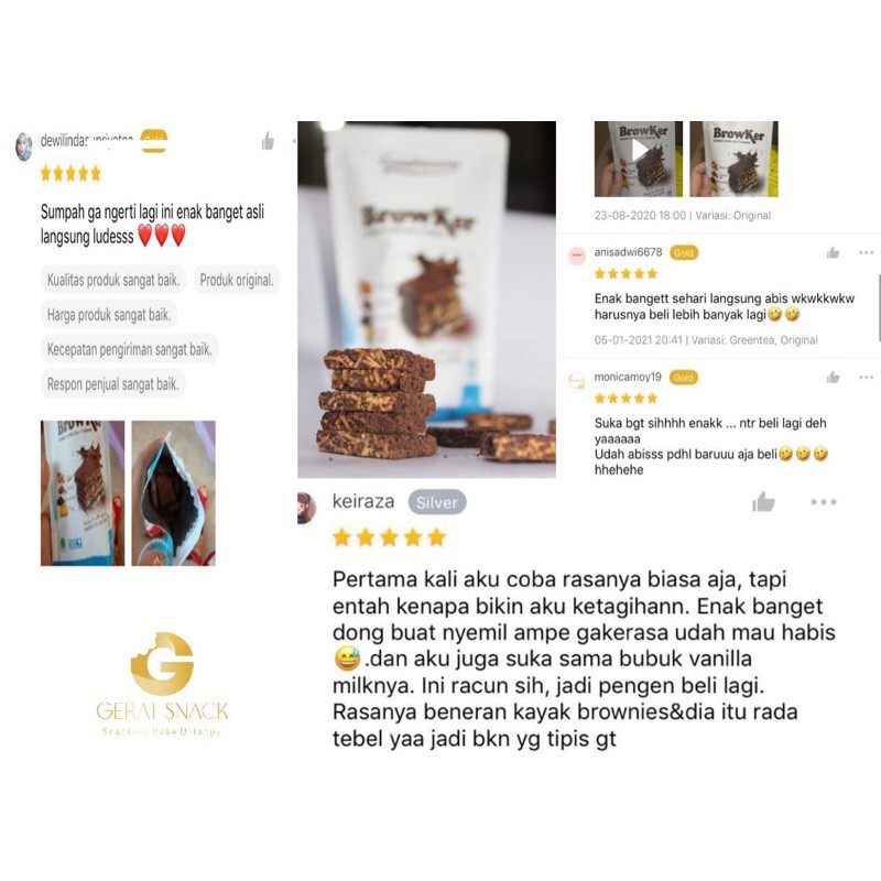 Browker Brownies Kering Extra Toping Khas Bandung  65g