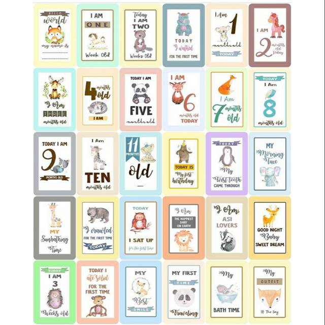 

Milestone Card Edisi watercolor animal