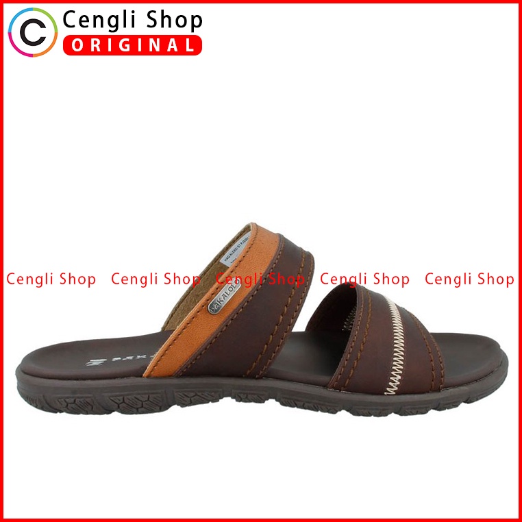 SANDAL SLIDE PAKALOLO PRIA ORIGINAL CASUAL KULIT ASLI COKLAT PB12