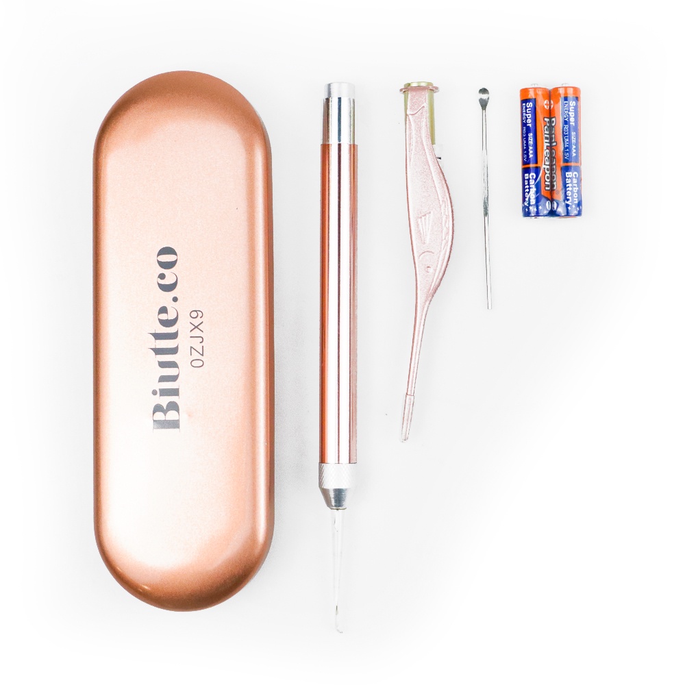 Biutte.co Pembersih Telinga Korek Kuping Ear Spoon Wax Picker with LED Light - Rose Gold / Alat Pembersih Telinga / Korek Telinga / Korek Kuping Besi / Korek Kuping Besi / Pembersih Kuping / Pembersih Telinga Stainless