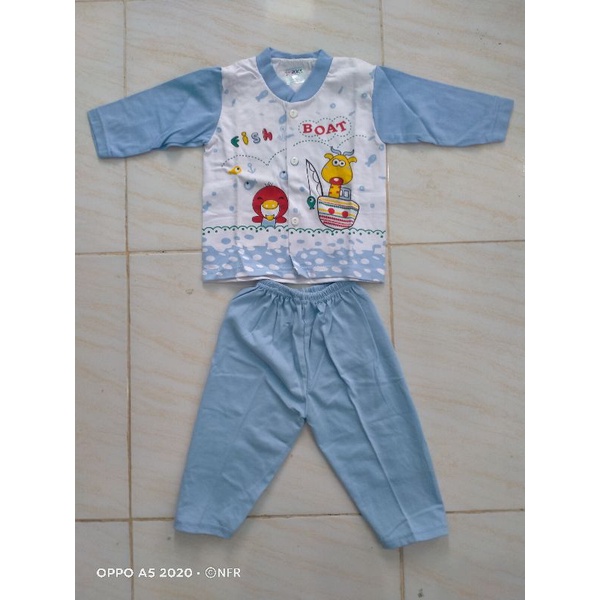 NFR✨PL PRELOVED NEW Set Kuzuka Fish Boat Setelan Tangan Panjang Celana Panjang Piyama Kancing Depan 