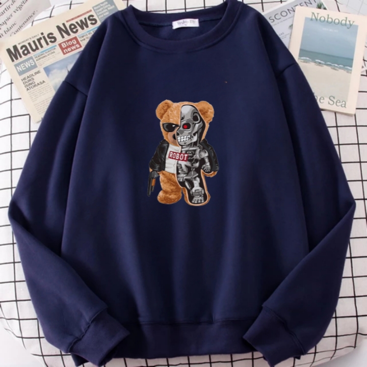 Basic Sweater Dewasa Beruang Robot Print DTF standar Distro