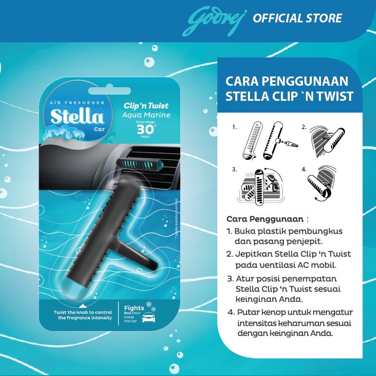 Stella Clip 'n Twist / Parfum Mobil Desain Slim Tidak Ganggu Kinerja AC