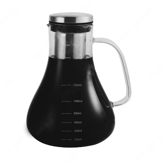 Delicia Cold Brew Coffee Maker 1.5L Glass Kettle Cerek Teko Ceret Pembuat Kopi Panas Dingin Dengan Saringan