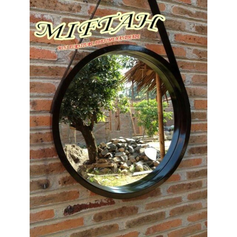 Cermin Bulat Kekinian Round Mirror Jati