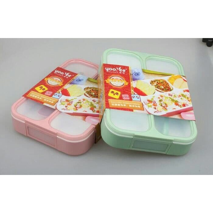 Lunch Box Kotak Makan Sekat 4 Grid Anti Bocor Yooyee 578