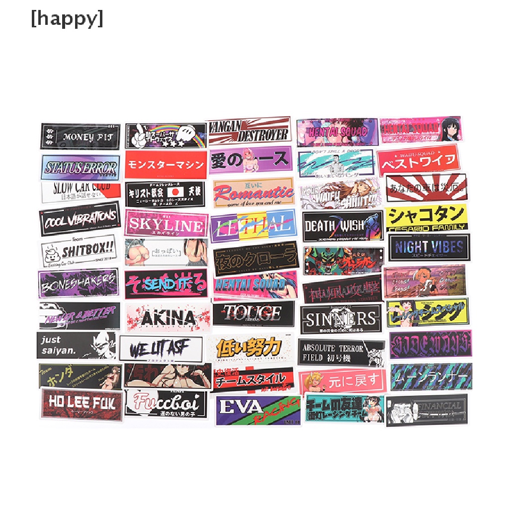 Ha 50pcs Stiker Racing Jdm Untuk Skateboardlaptopkulkasmobil