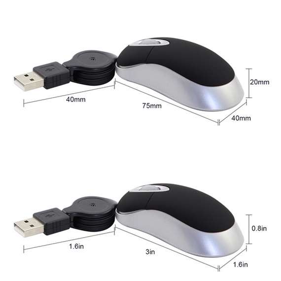 Mouse Gaming Optical 1600dpi Ergonomis Dengan Kabel Usb Teleskopik Untuk Laptop / Pc