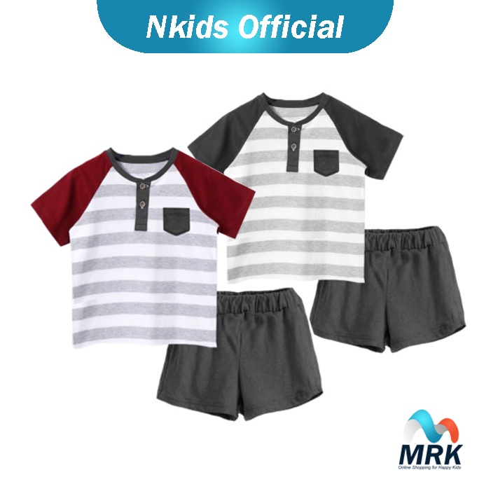 Setelan Kaos Anak Laki-laki Kancing usia 1-6 Tahun
