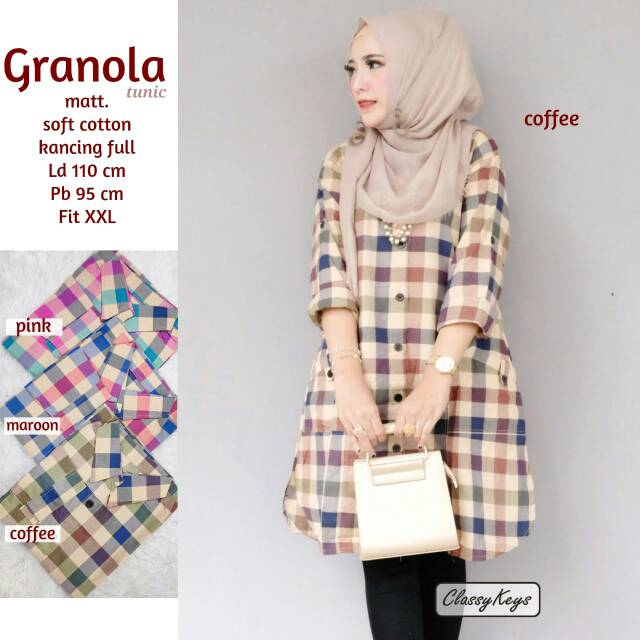 GRANOLA TUNIK KOTAK KOTAK MURAHH