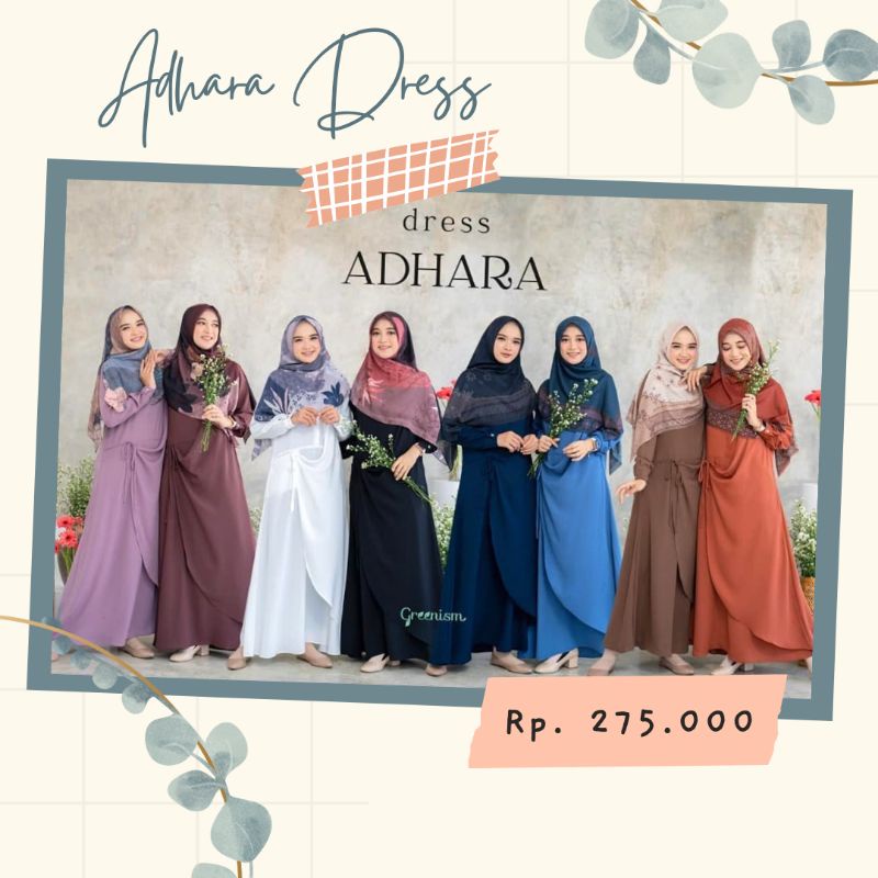 BAJU DRESS GAMIS ADHARA DRESS BY GREENISM POLOS SYARI REMAJA WANITA BUSUI MENYUSUI PREMIUM MURAH