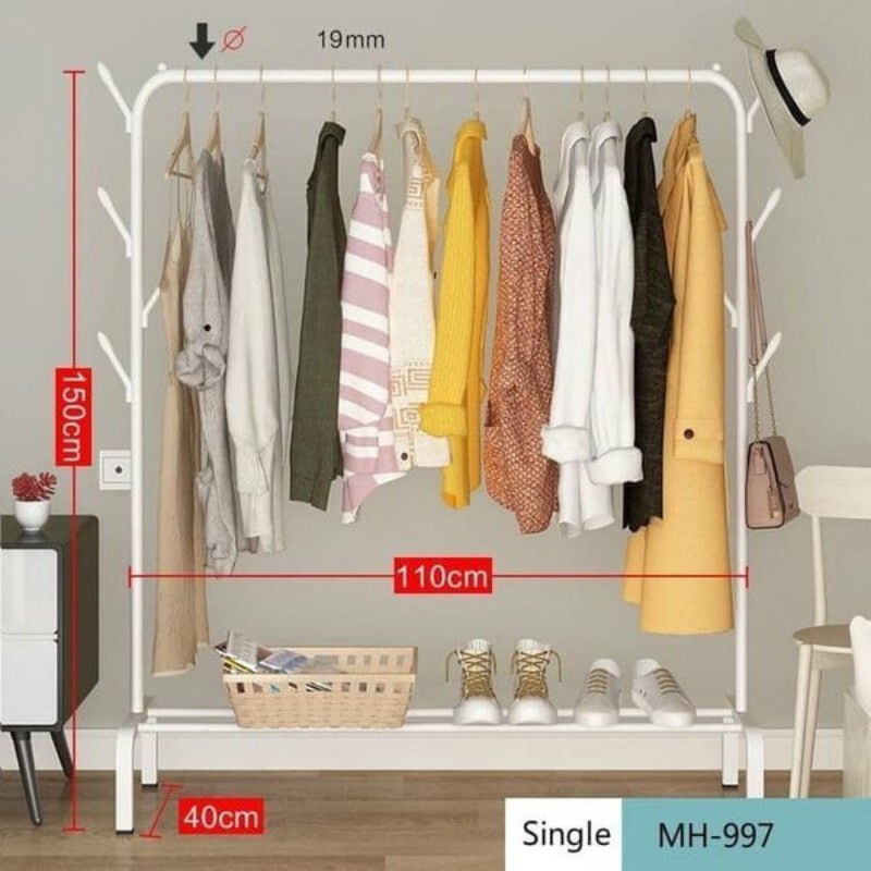 [COD]Rak Gantungan Baju Stand Hanger Portable Rak Jemuran Stand Single-Double TERMURAH