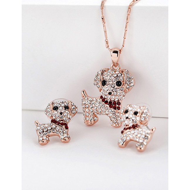 LRC Perhiasan Set Fashion Rose Gold Dogs Shape E57834