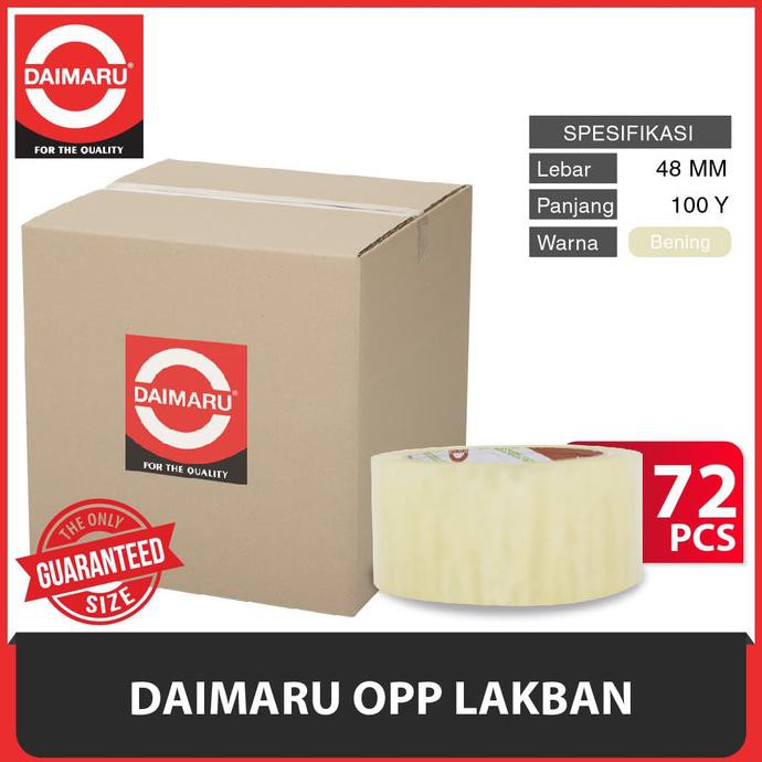 

[[BISA COD]] Paket 1 Dus Isi 72pcs Daimaru OPP Lakban Bening 48 mm x 100 Yard GRATIS ONGKIR Kode